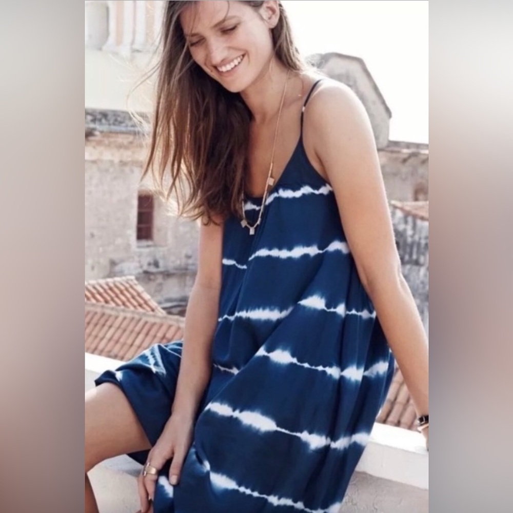 Madewell Blue and White Tie-Dye Dress